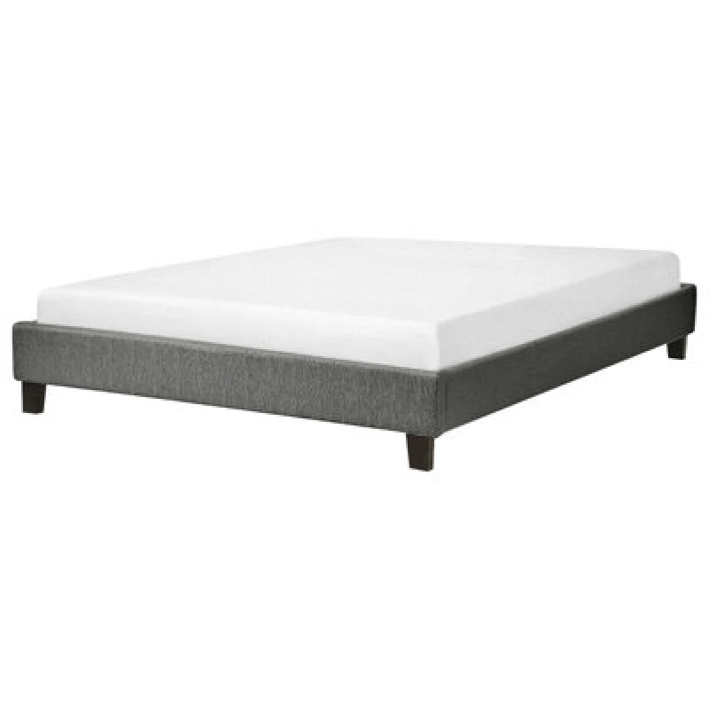 Image of Beliani Bed Without Headboard Fabric Roanne 140 X 200 Cm (Eu Double) Grey