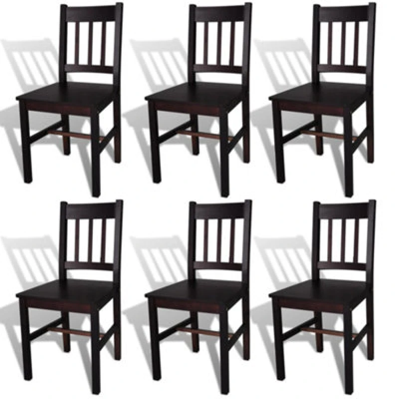 Image of vidaXL 6x Dining Chairs Wood Brown Home Living Room Kitchen Furniture Seat