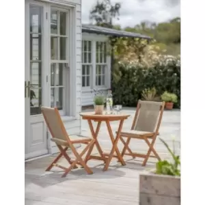 image of Carrick Bistro Table & 2 x Chairs Seat Set Wooden Outdoor Natural - Garden Trading