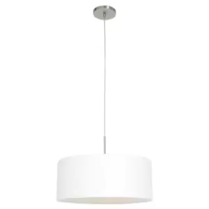 Image of Sparkled Light Cylindrical Pendant Ceiling Light Steel Brushed, Chintz Fabric