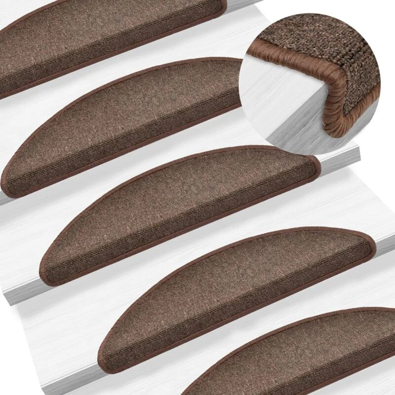 Image of vidaXL 15x Stair Mats Coffee Brown 56x17x3cm Step Carpet Tread Rug Protector