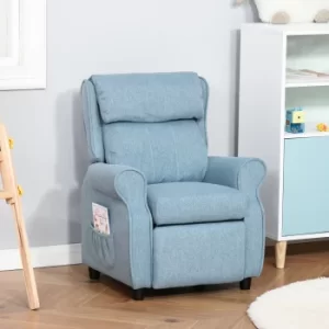 Image of HOMCOM Kids Recliner Sofa Angle Adjustable Single Lounger Armchair Children Games Chair with Footrest for 3-8 years, Blue