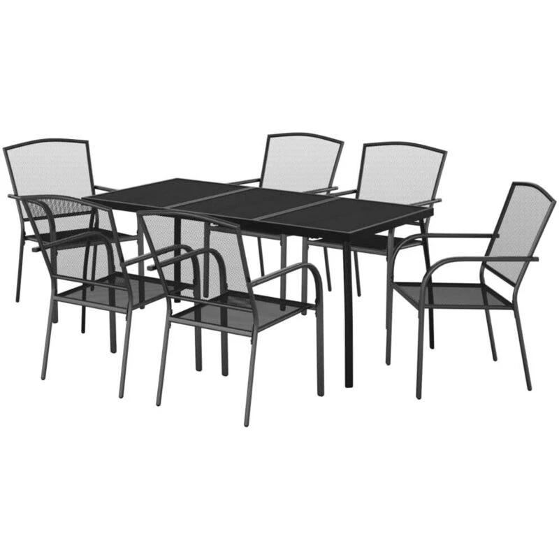 Image of VIDAXL 7 Piece Garden Dining Set Anthracite Steel vidaXL 8720845890001