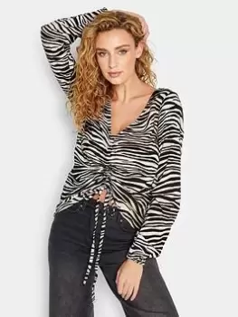 Long Tall Sally Zebra Print Halter Top - Black, Size 20, Women