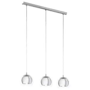 Eglo Rocamar Three Light Silver Pendant Clear Glass Shades