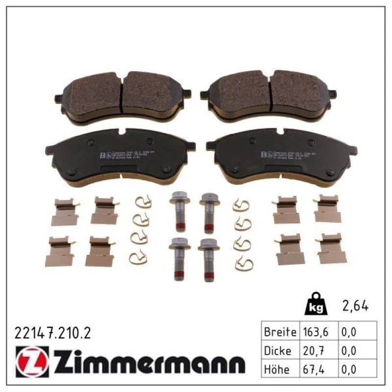 Image of ZIMMERMANN Brake pad set ZIMMERMANN 22147.210.2