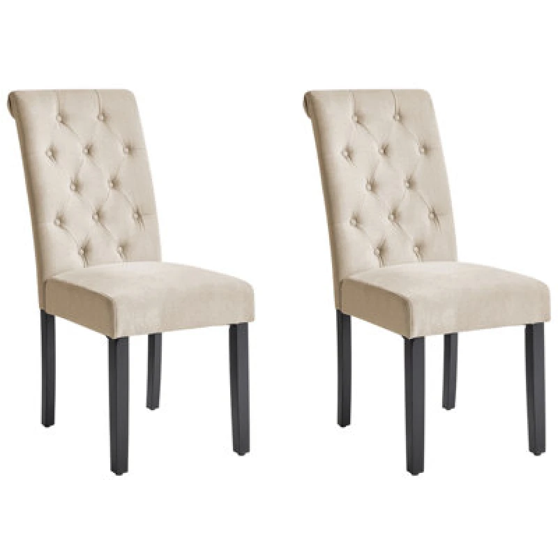Image of Beliani Set Of 2 Dining Chairs Velva Fabric Sand Beige