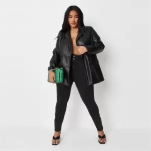 image of Missguided Plus Asym Double Wb Sinner Skinny Jean - Black