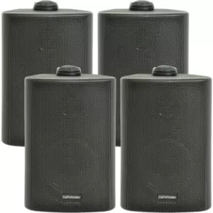 image of 4x 6.5" 120W Black Outdoor Rated Garden Wall Speakers Wall Mounted 8Ohm & 100V