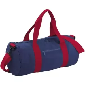 Image of Bagbase Plain Varsity Barrel / Duffle Bag (20 Litres) (One Size) (French Navy/Classic Red) - French Navy/Classic Red