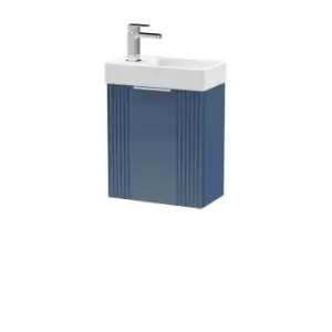 image of Nuie Deco Compact 400mm Wall Hung Cabinet & Basin - Satin Blue