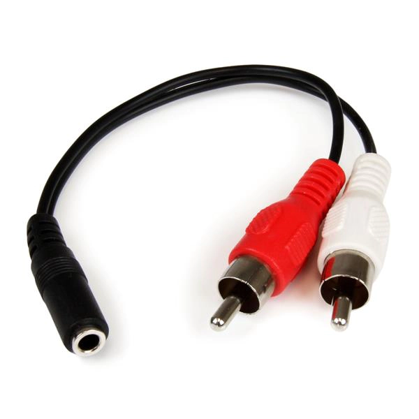 image of StarTech 6" Stereo Audio Cable 3.5mm Female to 2x RCA Male