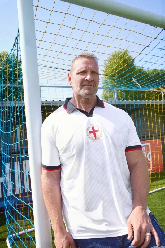 Image of BadRhino BadRhino Men England Football Polo Shirt in White Size: X-Large White 1XL Male 5063853338152