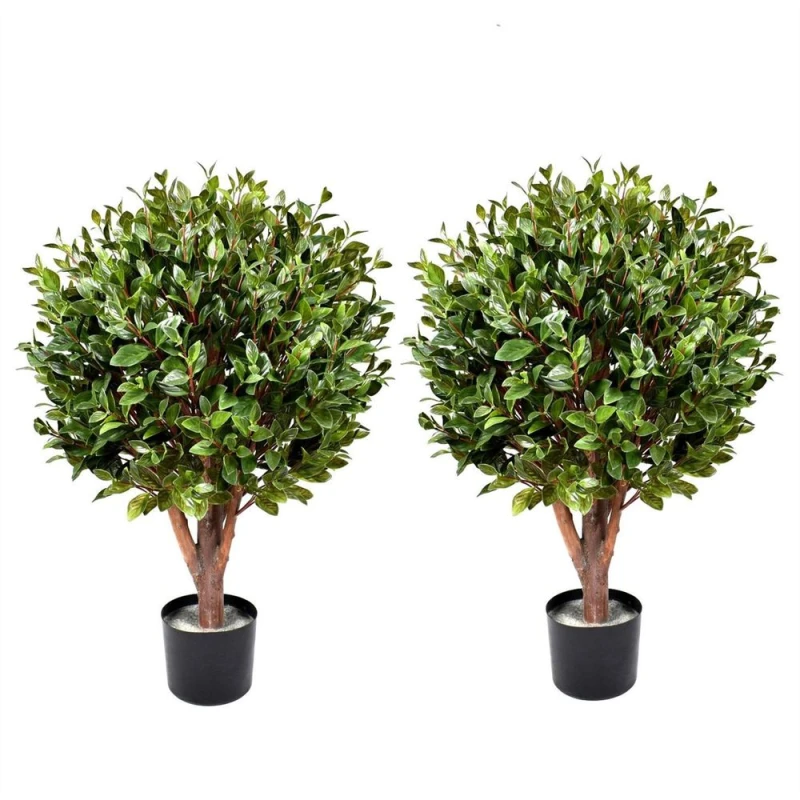 Image of Leaf 90cm UV Resistant Gloxinia Single Ball Topiary with 1608 Leaves and Natural Trunk Green