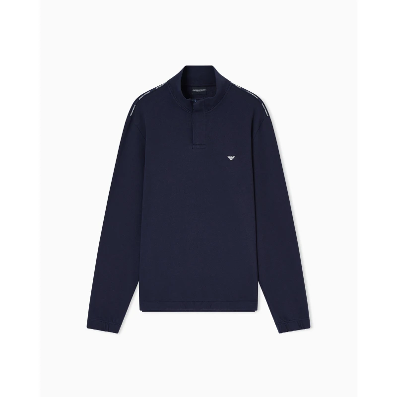 Image of Emporio Armani Mens 1/4 Zip Fleece Armani Blue male S