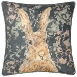 image of Avebury Hare Cushion Navy, Navy / 43 x 43cm / Polyester Filled