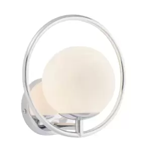 Image of Orb Metal Wall Lamp Chrome Plate, Opal Glass
