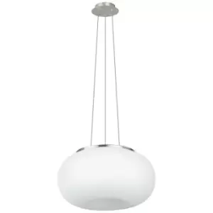 image of Optica - 2 Light Modern Medium Globe Ceiling Light Pendant Opal, Satin Nickle, E27 - Eglo