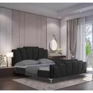 Image of Lanna Bed King Plush Velvet Black