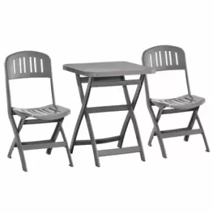 image of Outsunny Homcom 3pc Bistro Set with Folding Chairs and Coffee Table - Grey