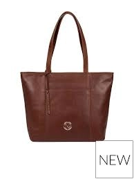 image of Pure Luxuries London Cognac 'Pimm' Leather Tote Bag - dark tan