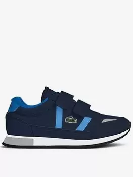 Lacoste Partner 222 Strap Trainer, Navy, Size 4 Younger