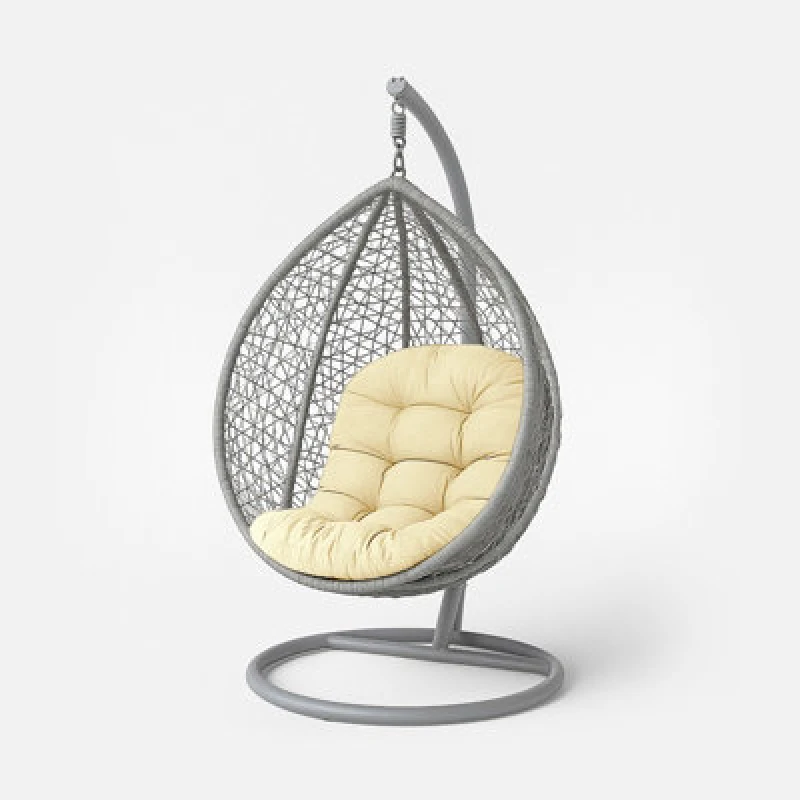 Image of Homescapes Hanging Swing Chair Cushions For Garden, Outdoor Egg Chair Seat Pad Cushions, Cream, 80 X 120 Cm
