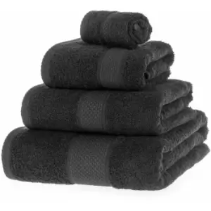 image of HOMESCAPES Turkish Cotton Black Bath Towels Set - Black