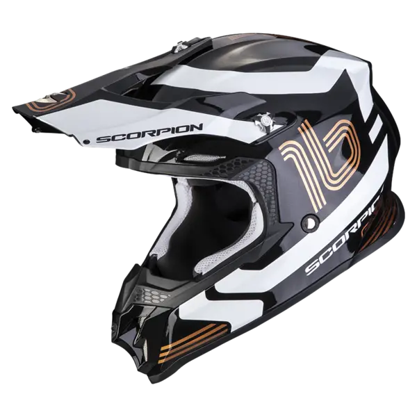 image of Scorpion VX-16 Evo Air Tub Metal Black-Gold Offroad Helmet Size L