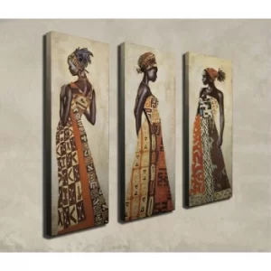 Image of CU01 Multicolor Decorative Canvas Painting (3 Pieces)