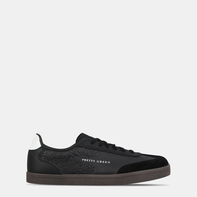Image of Pretty Green Mens Moorgate Leather Court Trainers Black male 7 (41)