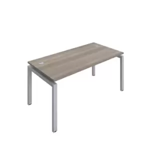 Image of Telescopic Sliding 1 Person Bench with Cable Port and White Frame - 1600mm - Grey Oak