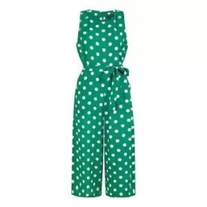 image of Mela London Green Polka Dot Culotte Jumpsuit - Green