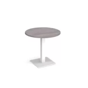 Image of Brescia circular dining table with flat square white base 800mm - grey oak