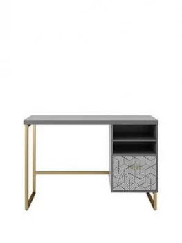 image of Cosmoliving Scarlett Single Pedestal Desk - Graphite Grey