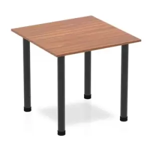 Image of Impulse 800mm Square Table Walnut Top Black Post Leg