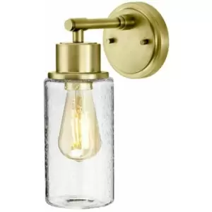 image of Loops - IP44 Wall Light Face Up or Down Bubble Glass Shade Brushed Brass LED E27 60W