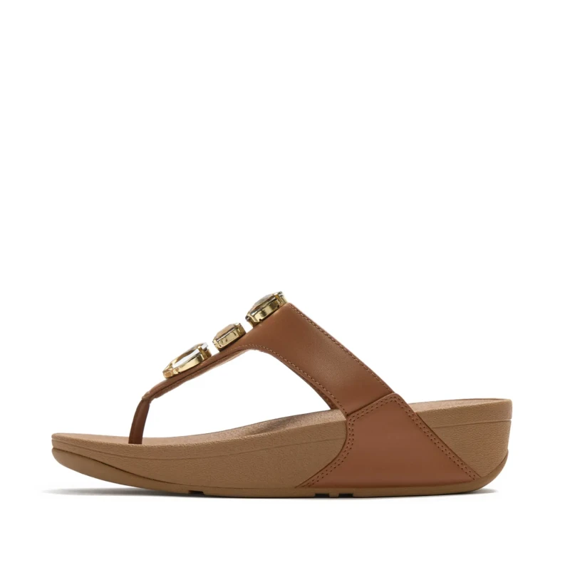 Image of FitFlop Womens Lulu Ultra-Jewel Toe-Post Sandals in Tan Size: 5 Tan Female 5
