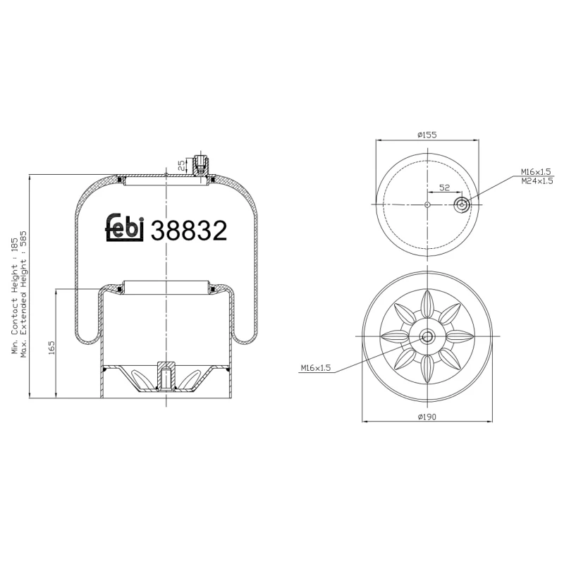 Image of FEBI BILSTEIN 38832 Boot, air suspension Rear Axle Right Boot,air suspension (324)