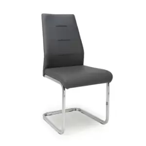 Image of 4 x Shankar Cordoba Leather Effect Grey Dining Chairs