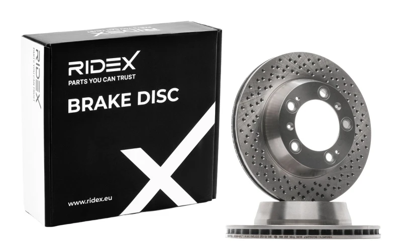 Image of RIDEX 82B0645 Brake disc Rear Axle, Vented, Cast Iron, Uncoated, Untreated, without bolts/screws Cast Iron Brake Disc (82)