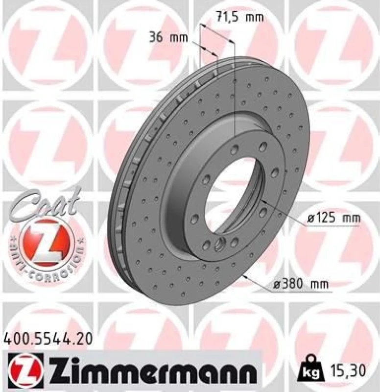 Image of ZIMMERMANN Brake disc ZIMMERMANN 400.5544.20