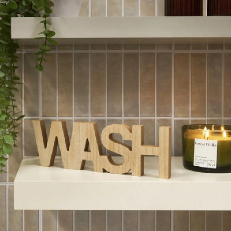 Image of OHS OHS Wash Sign Statue Freestanding Bathroom Decor in Bronze Bronze One Size Unisex 5027434225897