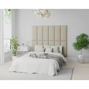 Image of EasyMount Wall Mounted Upholstered Panels, Modular diy Headboard in Malham Weave Fabric, Cream (Pack of 2) - Aspire