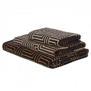 image of Biba Giselle Jacquard Towel - Black & Gold