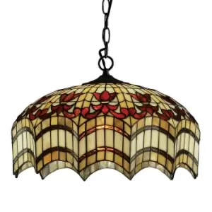 image of Vesta 3 Light Medium Ceiling Pendant Dark Bronze, Tiffany glass, E27