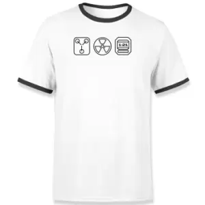 Image of Back To The Future Symbols Embroidered Unisex Ringer T-Shirt - White/Black - L