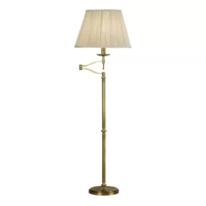 image of Stanford 1 Light Swing Arm Floor Lamp Antique Brass with Beige Shade, E27