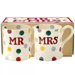 image of Emma Bridgewater Polka Dot Mr & Mrs Mug Set