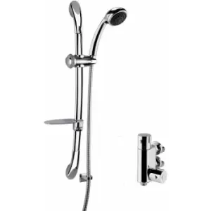 Image of Vertical Thermostatic Bar Shower Valve with Luxury Curved Slider Rail Kit - Chrome - Nuie